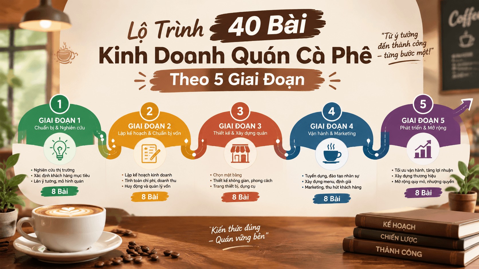 Lộ trình 40 bài kinh doanh quán cà phê
